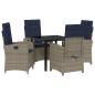 Preview: ARDEBO.de - 5-teiliges Gartentisch-Set mit grauen Kissen aus Poly-Rattan.