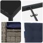 Preview: 5-teiliges Gartentisch-Set mit grauen Kissen aus Poly-Rattan.