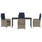 Preview: 5-teiliges Garten-Esszimmer-Set mit Kissen aus grauem Poly-Rattan.