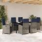 Preview: 7-teiliges Garten-Esszimmer-Set aus grauem Poly-Rattan mit Kissen