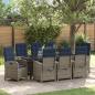 Preview: ARDEBO.de - Garten Essgruppe mit Kissen 9 pcs Grau Poly-Rattan