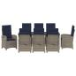 Preview: Garten Essgruppe mit Kissen 9 pcs Grau Poly-Rattan