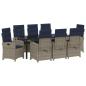 Preview: Garten Essgruppe mit Kissen 9 pcs Grau Poly-Rattan