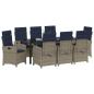Preview: Garten Essgruppe mit Kissen 9 pcs Grau Poly-Rattan