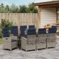 Preview: Garten Essgruppe mit Kissen 9 pcs Grau Poly-Rattan