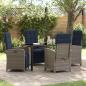 Preview: ARDEBO.de - 5-teiliges Garten-Esszimmer-Set aus grauem Poly-Rattan.