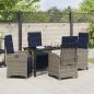 Preview: 5-teiliges Garten-Esszimmer-Set aus grauem Poly-Rattan.