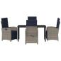 Preview: 5-teiliges Garten-Esszimmer-Set aus grauem Poly-Rattan.