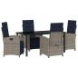 Preview: 5-teiliges Garten-Ess-Set in Grau aus Poly-Rattan