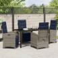Preview: 5-teiliges Garten-Ess-Set in Grau aus Poly-Rattan