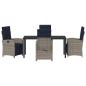 Preview: 5-teiliges Garten-Ess-Set in Grau aus Poly-Rattan