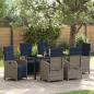 Preview: ARDEBO.de - 7-teiliges Garten-Esszimmer-Set aus grauem Poly-Rattan