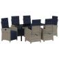 Preview: 7-teiliges Garten-Esszimmer-Set aus grauem Poly-Rattan