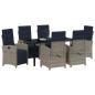 Preview: 7-teiliges Garten-Esszimmer-Set aus grauem Poly-Rattan