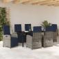 Preview: 7-teiliges Garten-Esszimmer-Set aus grauem Poly-Rattan