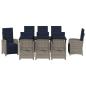 Preview: 9-teiliges Gartentischset in Grau aus Poly Rattan.