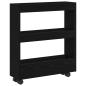 Preview: schmaler Badezimmer-Schrank mit Rollen schwarze Eiche