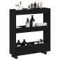 Preview: schmaler Badezimmer-Schrank mit Rollen schwarze Eiche