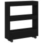 Preview: schmaler Badezimmer-Schrank mit Rollen schwarze Eiche