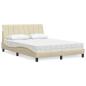 Preview: ARDEBO.de - Bett mit Matratze "Hanko" Creme 140x190 cm Stoff