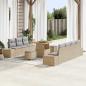 Preview: ARDEBO.de - 10-tlg. Garten-Sofagarnitur mit Kissen Beige Poly Rattan Akazie