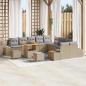 Preview: ARDEBO.de - 13-tlg. Garten-Sofagarnitur mit Kissen Beige Poly Rattan Akazie
