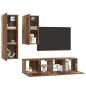 Preview: TV-Schrank-Set mit Regal Wandmontiert mit Speicher mit Tür 4 pcs Altholz 30,5 x 30 x 90 cm