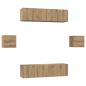 Preview: TV-Schrank-Set Wandmontiert mit Speicher mit Tür 6 pcs Eiche handwerklich