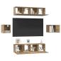 Preview: TV-Schrank-Set Wandmontiert mit Speicher mit Tür 6 pcs Eiche handwerklich