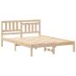 Preview: Bettgestell mit Kopfteil Braun 140 x 190 cm Massivkiefer