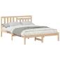Preview: Bettgestell mit Kopfteil Braun 140 x 190 cm Massivkiefer