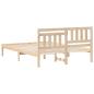 Preview: Bettgestell mit Kopfteil Braun 140 x 190 cm Massivkiefer