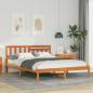 Preview: ARDEBO.de - Bettgestell mit Kopfteil Wachsbraun 140 x 190 cm Massivkiefer