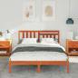 Preview: Bettgestell mit Kopfteil Wachsbraun 140 x 190 cm Massivkiefer