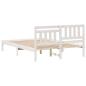 Preview: Bettgestell mit Kopfteil Weiß 135 x 190 cm Massivkiefer