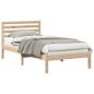 Preview: Bettgestell mit Kopfteil Braun 90 x 200 cm Massivkiefer