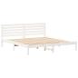 Preview: Bettgestell mit Kopfteil Weiß 200 x 200 cm Massivkiefer