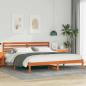 Preview: ARDEBO.de - Bettgestell mit Kopfteil Wachsbraun 200 x 200 cm Massivkiefer