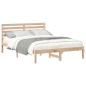 Preview: Bettgestell mit Kopfteil Braun 140 x 190 cm Massivkiefer