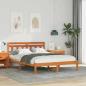 Preview: ARDEBO.de - Bettgestell mit Kopfteil Braun 140 x 190 cm Massivholz Kiefer