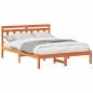 Preview: Bettgestell mit Kopfteil Braun 140 x 190 cm Massivholz Kiefer