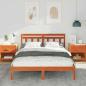 Preview: Bettgestell mit Kopfteil Braun 140 x 190 cm Massivholz Kiefer