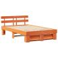 Preview: Bettgestell mit Kopfteil Wachsbraun 135 x 190 cm Massivkiefer