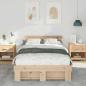 Preview: Bettgestell mit Kopfteil Braun 120 x 190 cm Massivkiefer