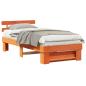Preview: Bettgestell mit Kopfteil Wachsbraun 100 x 200 cm Massivkiefer