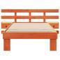 Preview: Bettgestell mit Schubladen mit Kopfteil Wachsbraun 90 x 190 cm Massivkiefer