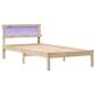 Preview: Bettgestell mit Kopfteil und LED - 90 x 200 cm aus massivem Kiefernholz