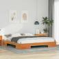 Preview: ARDEBO.de - Bodenbettgestell Braun 200 x 200 cm Massivholz Kiefer