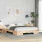 Preview: ARDEBO.de - Bodenbettgestell Braun 150 x 200 cm Massivholz Kiefer