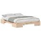 Preview: Bodenbettgestell Braun 150 x 200 cm Massivholz Kiefer